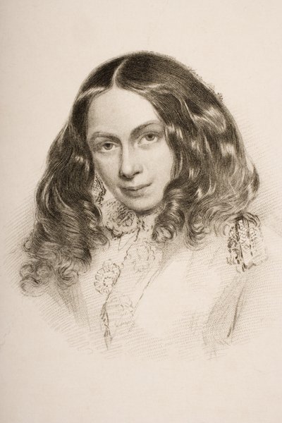 Elizabeth Barrett Browning in March 1859, Engraved by G. Cook by Field Talfourd